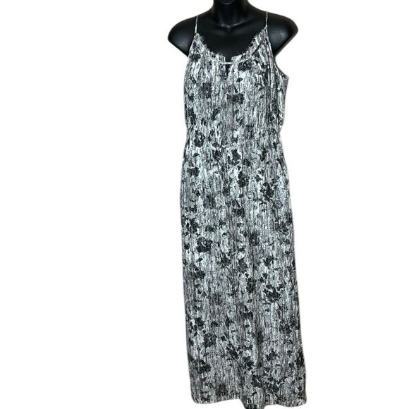 Theory womens musea silk maxi dress metallic shimmer floral abstract textured - Picture 2 of 10